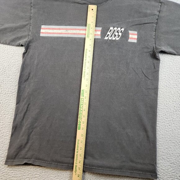 VTG 90's BOSS Shirt Men's Extra Large Embroidered Logo GREAT FADE Heavy Grunge - Picture 3 of 9